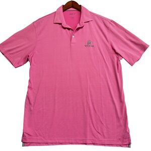 Johnnie-O Mens Pink Striped Puerto Los Cabos Performance Polo Shirt Large